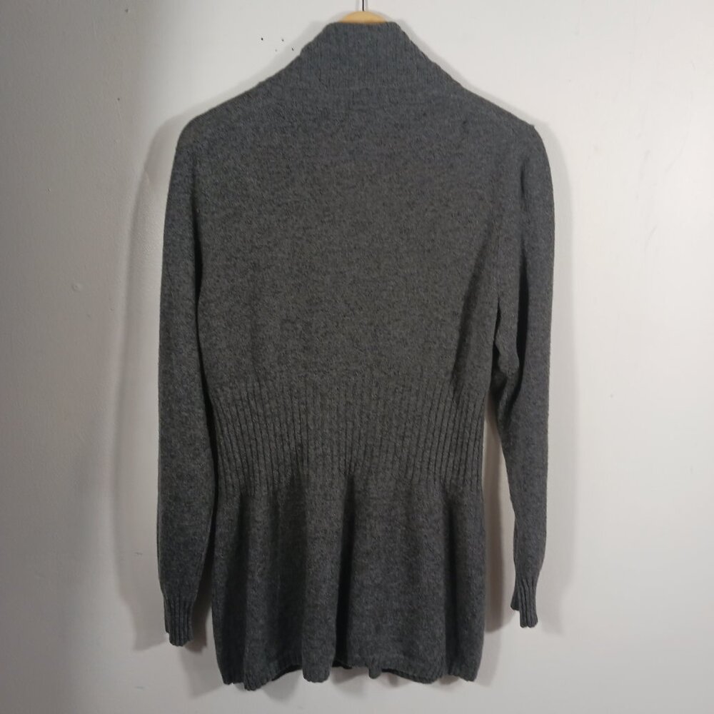 Precious Fibers 100% cashmere Gray Shawl Collar Longline Cardigan Sweater, Large - Picture 6 of 15